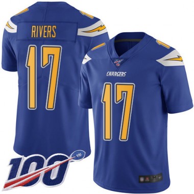 Los Angeles Chargers NFL Football Philip Rivers Electric Blue Jersey Men Limited #17 100th Season Rush Vapor Untouchable->los angeles chargers->NFL Jersey